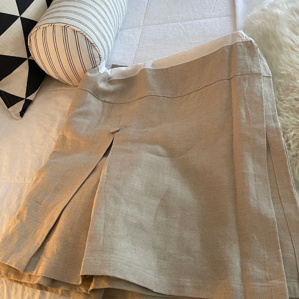 Pottery Barn natural flax linen bed skirt